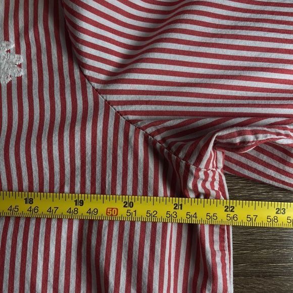Andrew Marc Button Down Shirt Red White Striped Embroidered Long Sleeve L - Picture 5 of 9